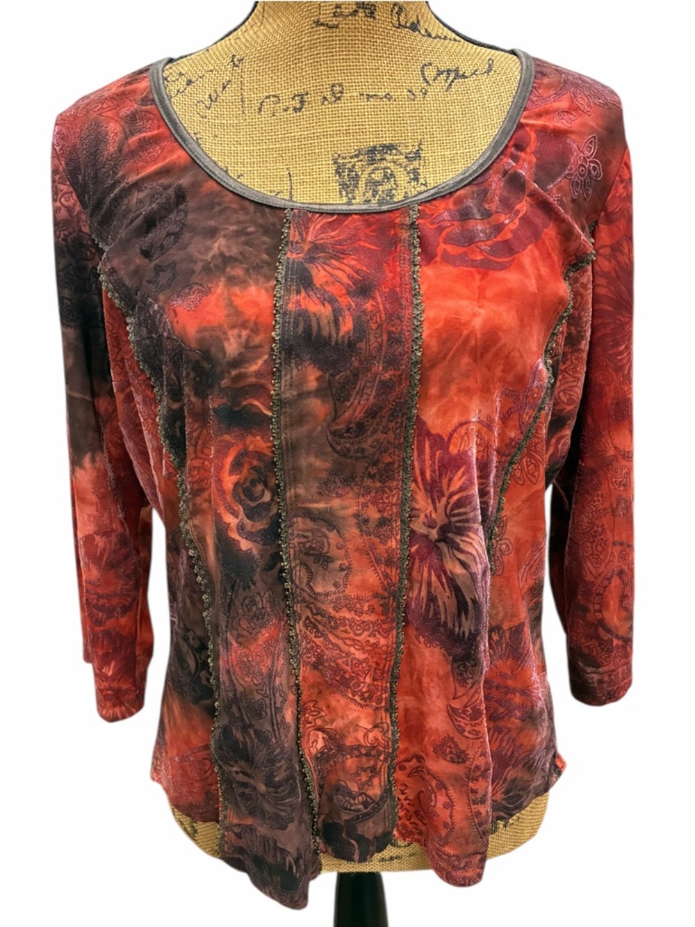 Women’s Vintage Multicolored Floral, Paisley, Tie-Dyed Dressbarn Blouse sz-XL